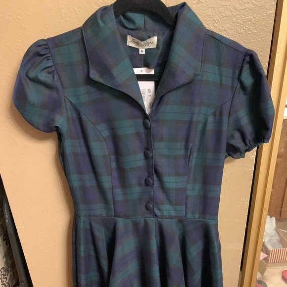 Dresses & Skirts - Unique Vintage NWT blue and green tartan dress